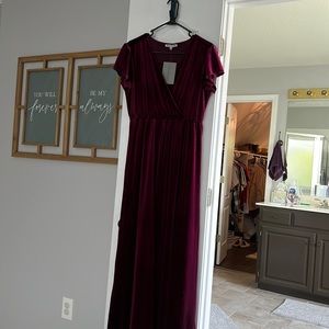 Burgundy velvet maxi dress, medium